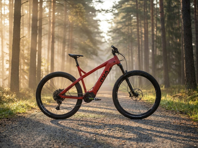 NOX XC Trail Hardtail auf Schotterweg (KI-Szene auf Basis des Produktfotos)