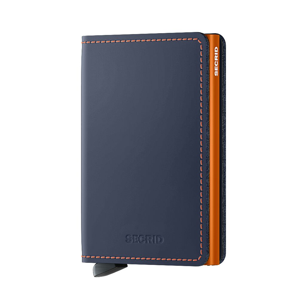 Secrid Slimwallet Matte Nightblue & Orange – Vorderansicht