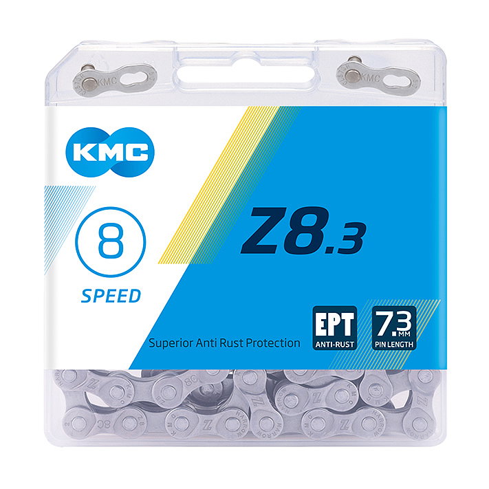 KMC Fahrrad Kette Z8.3 EPT 6/7/8-fach silber 114 Glieder, 1/2" x 3/32"