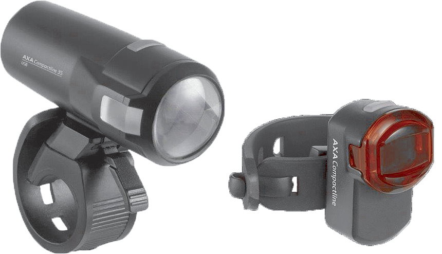 AXA LED Akkuleuchten Set Compactline  35 Lux schwarz
