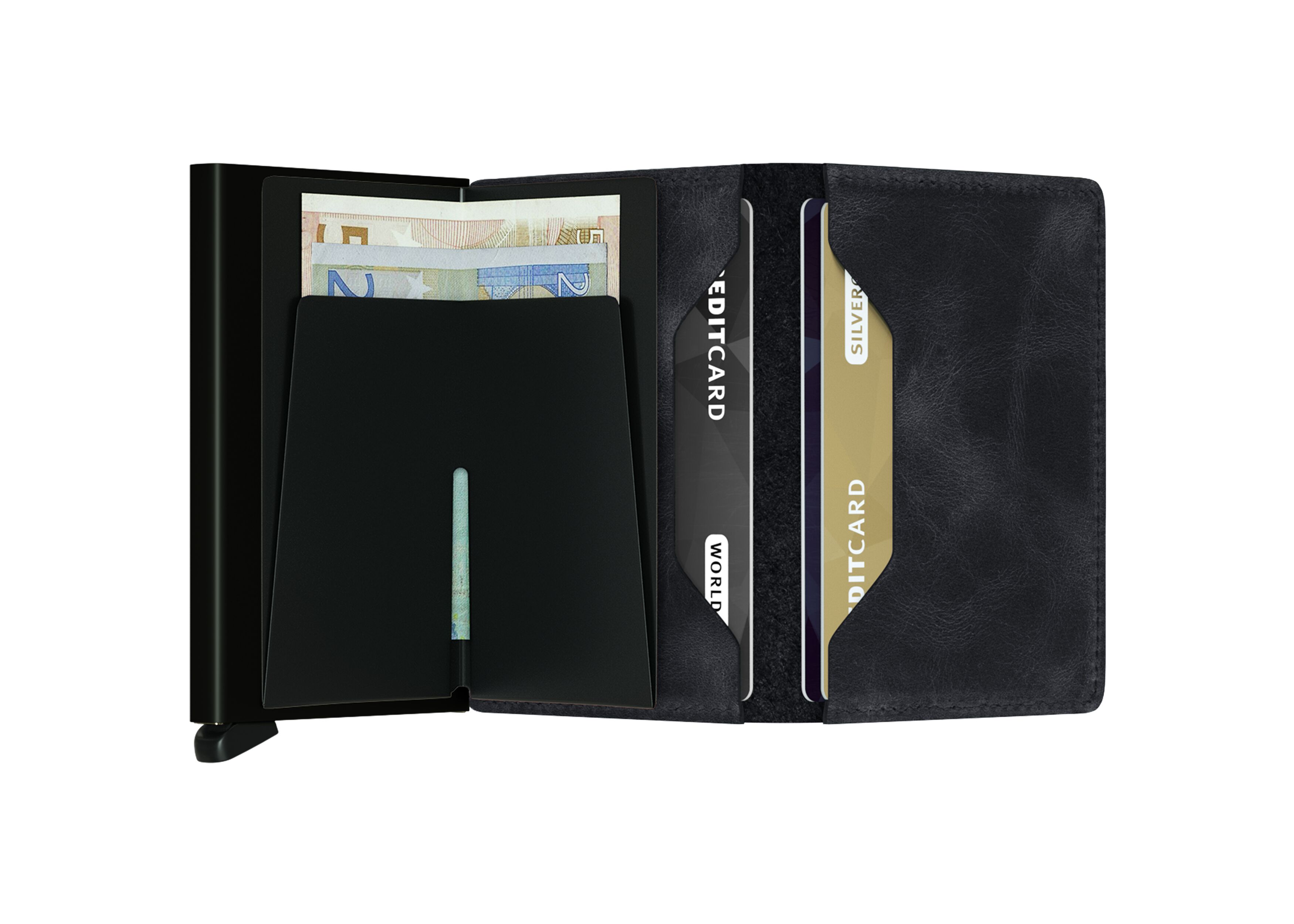 Secrid Slimwallet Vintage Black – geöffnet