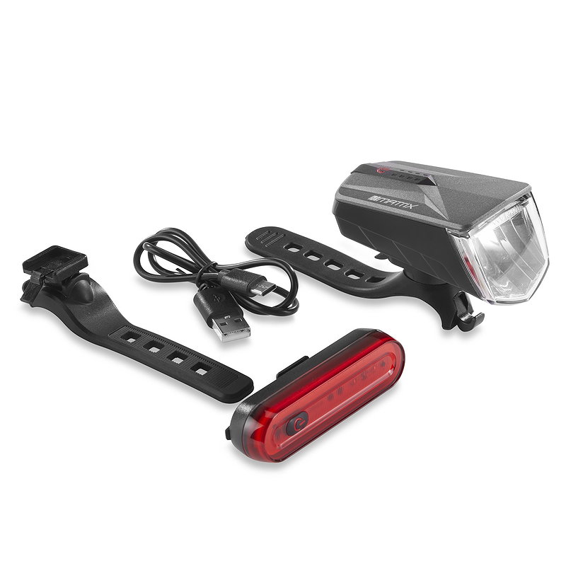 MATRIX LED Akkuleuchten Set 100 LUX BLS 1000 mit Bremslichtfunktion schwarz