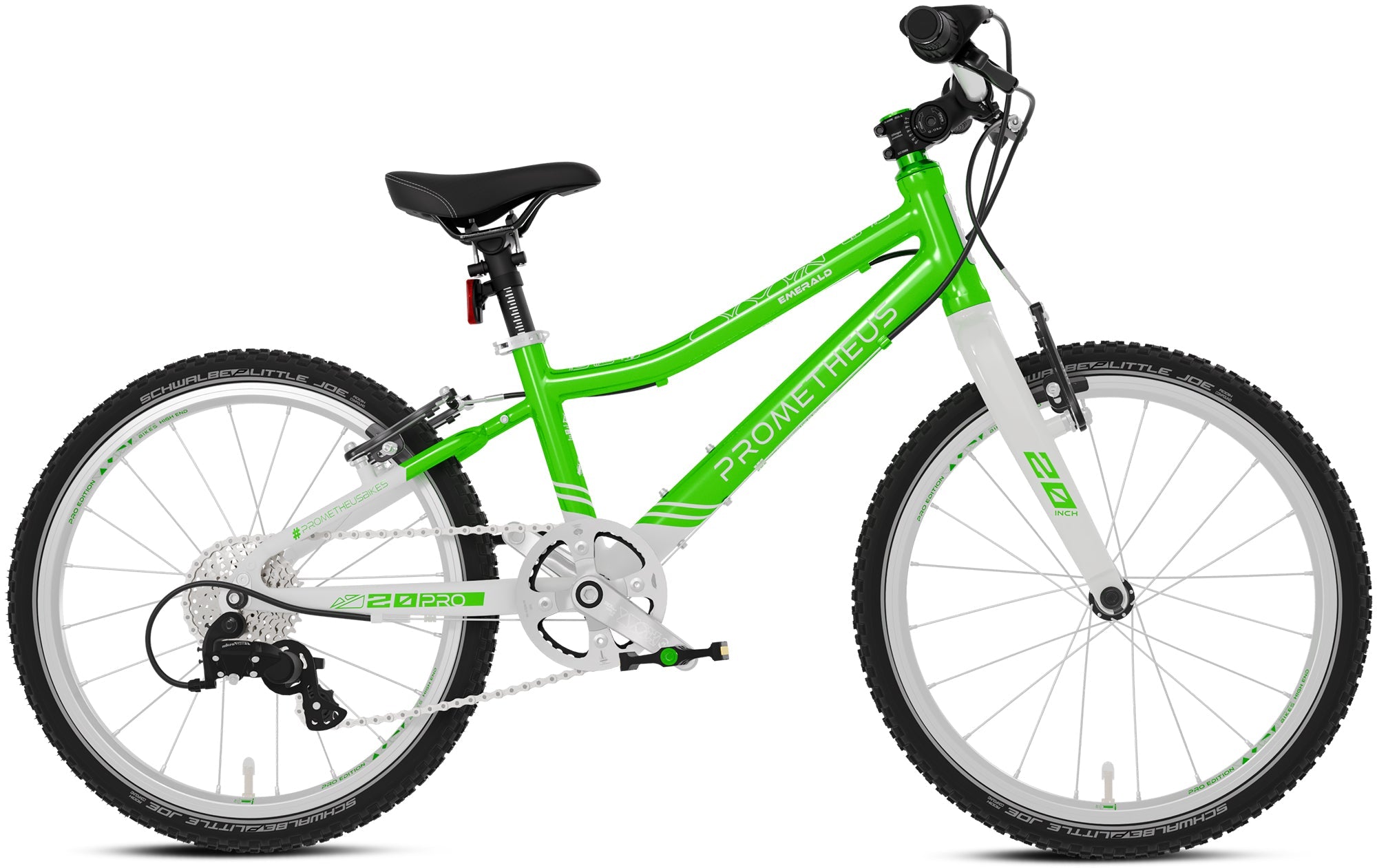 Prometheus PRO 20 Zoll Kinderfahrrad Grün/Weiß (Emerald) – Detail
