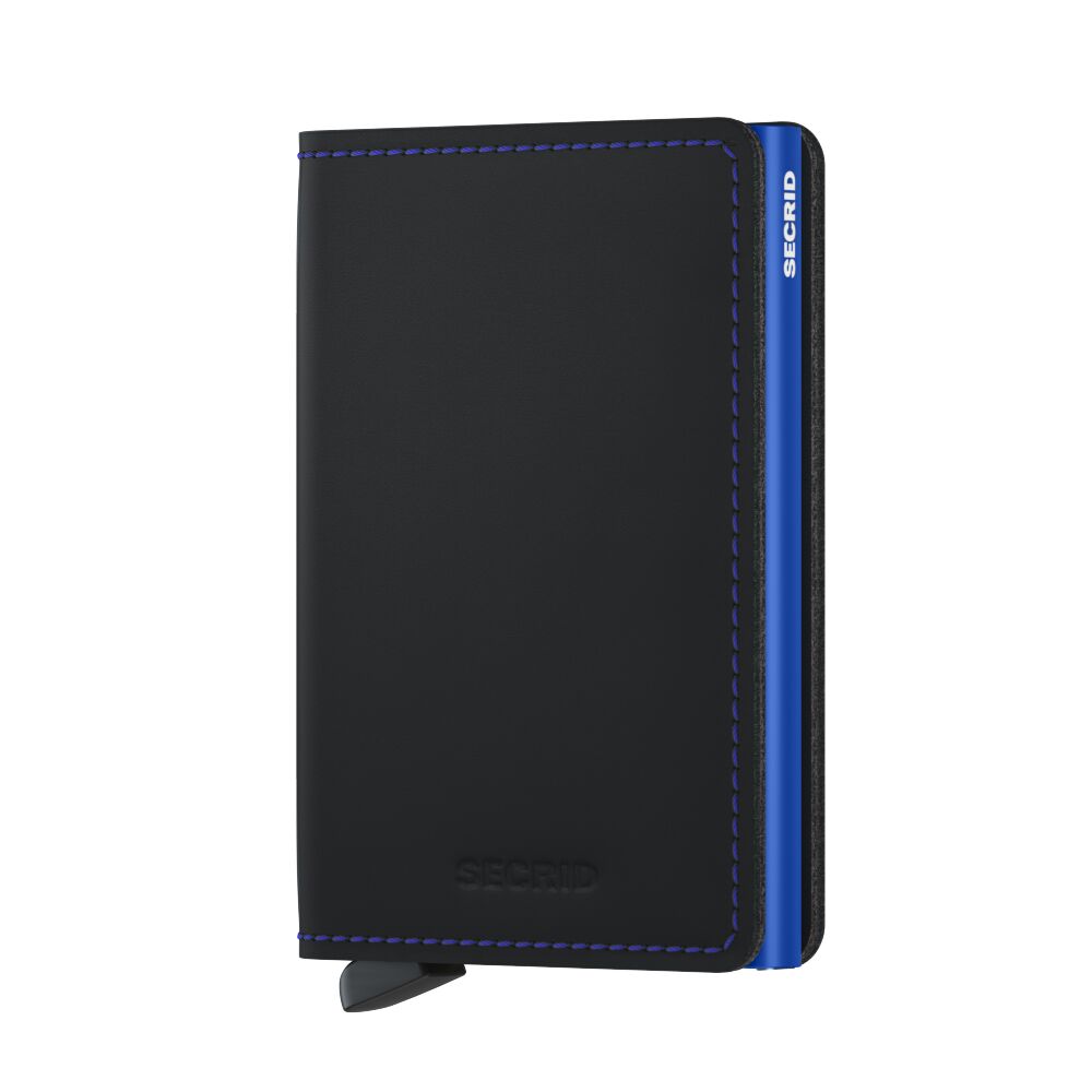 Secrid Slimwallet Matte Black & Blue – Vorderansicht