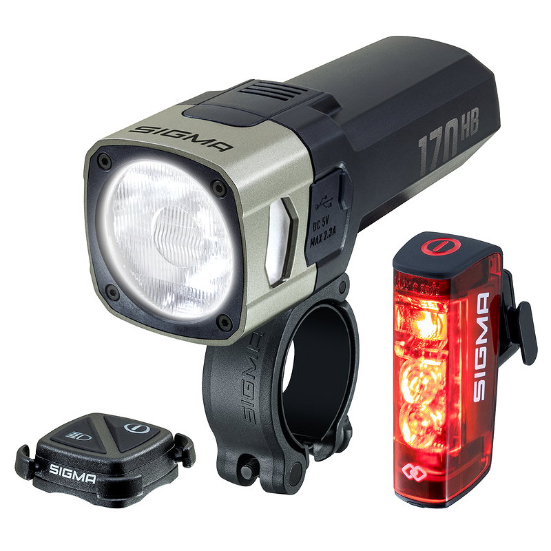 SIGMA LED Akkuleuchten Set AURA 170 HB LINK + HIRO 50 LINK schwarz 170 Lux 17993