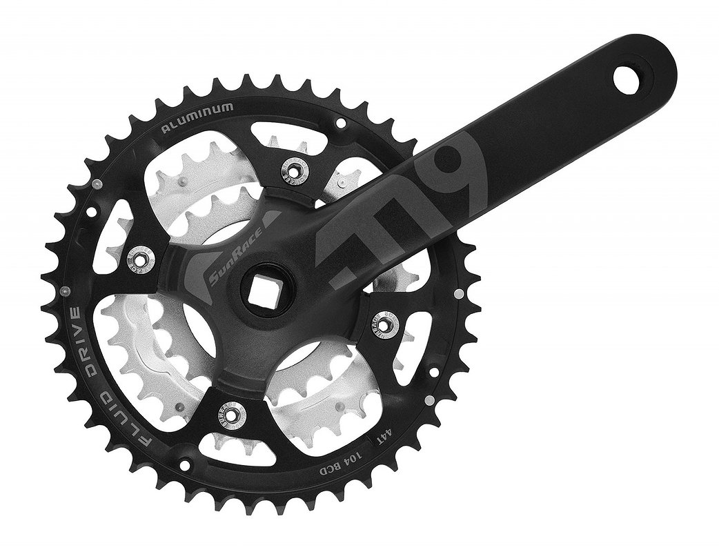 Sunrace Kettenradgarnitur FCM914 Alu 4-kant 44x32x22 Zähne schwarz-matt 175 mm EVP