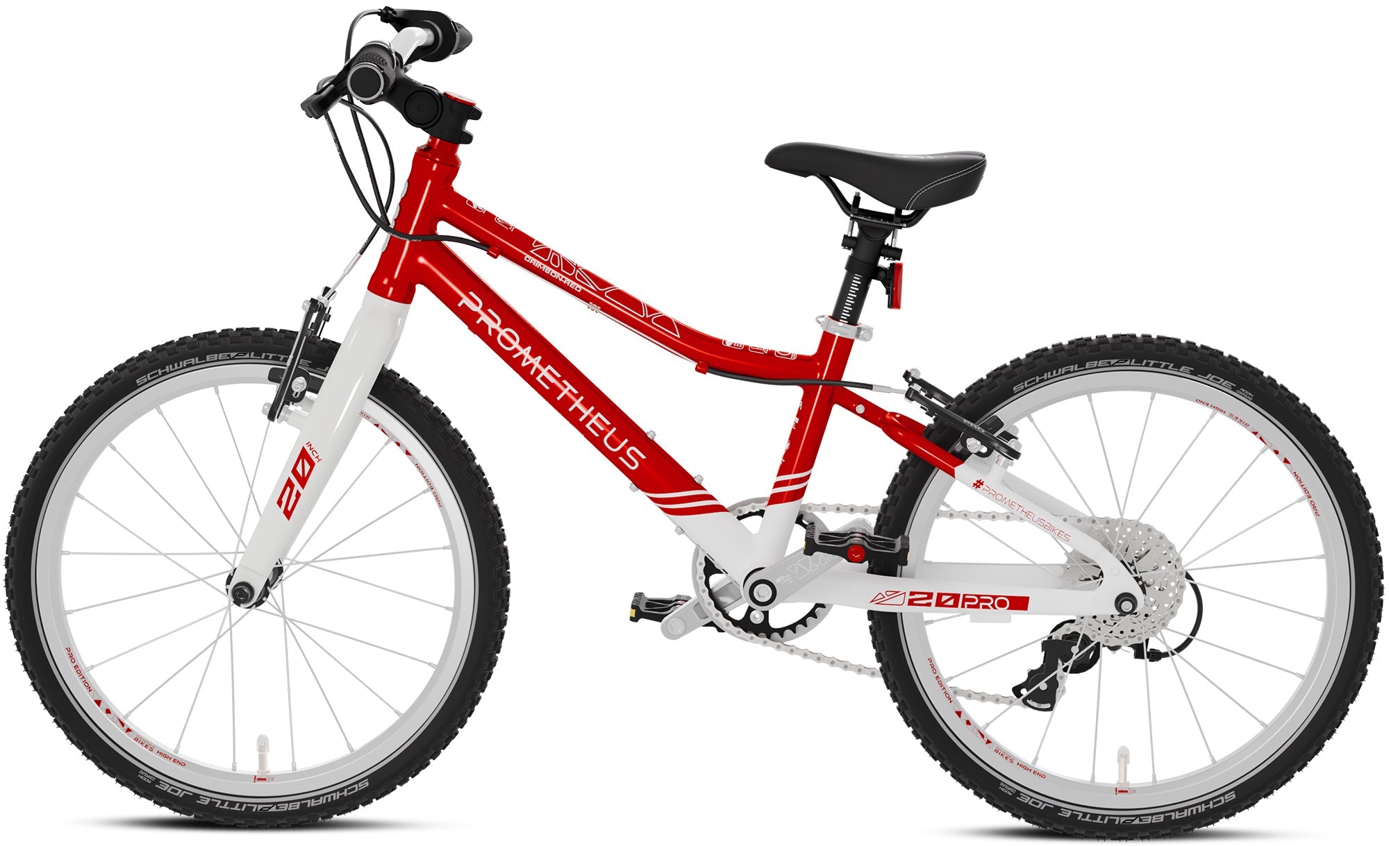 Prometheus PRO 20 Zoll Kinderfahrrad Rot/Weiß (Crimson Red) – Detail 2