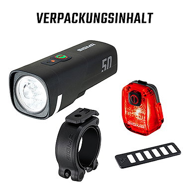 SIGMA LED Akkuleuchten Set AURA 50 / HIRO 10 Set schwarz