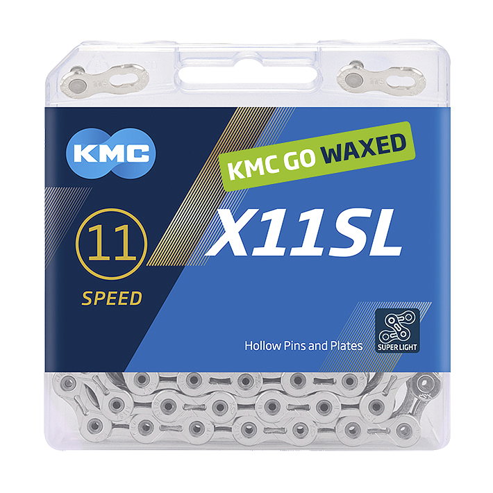 KMC Fahrrad Kette X11SL WAXED 11-fach silber 118 Glieder, 1/2" x 11/128"