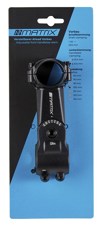 MATRIX Ahead-Vorbau ST21 Alu 100 mm schwarz-matt 31,8 mm 1 1/8" 0- +45°