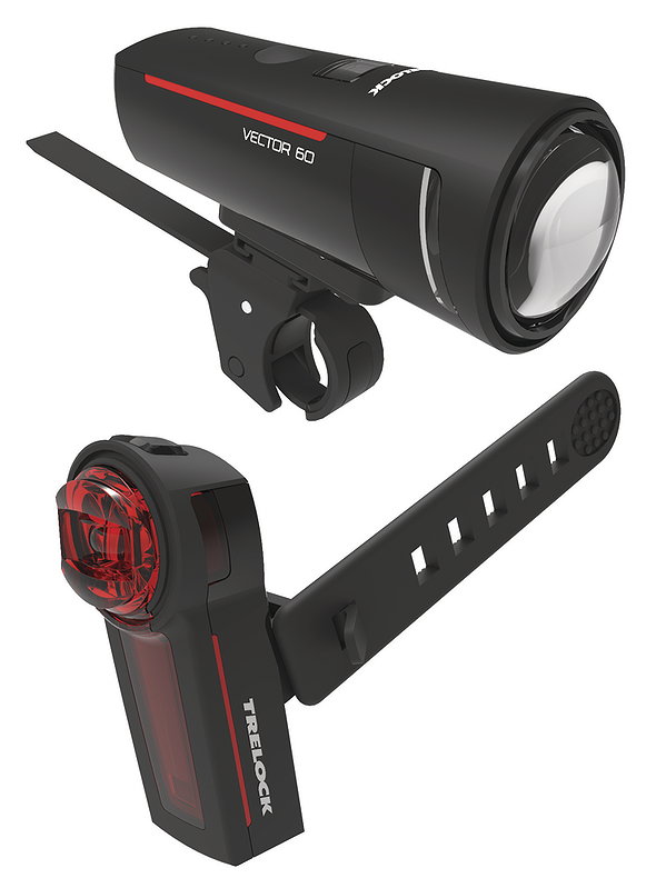 TRELOCK LED Akkuleuchten Set 60 LUX LS 600+LS 740 schwarz