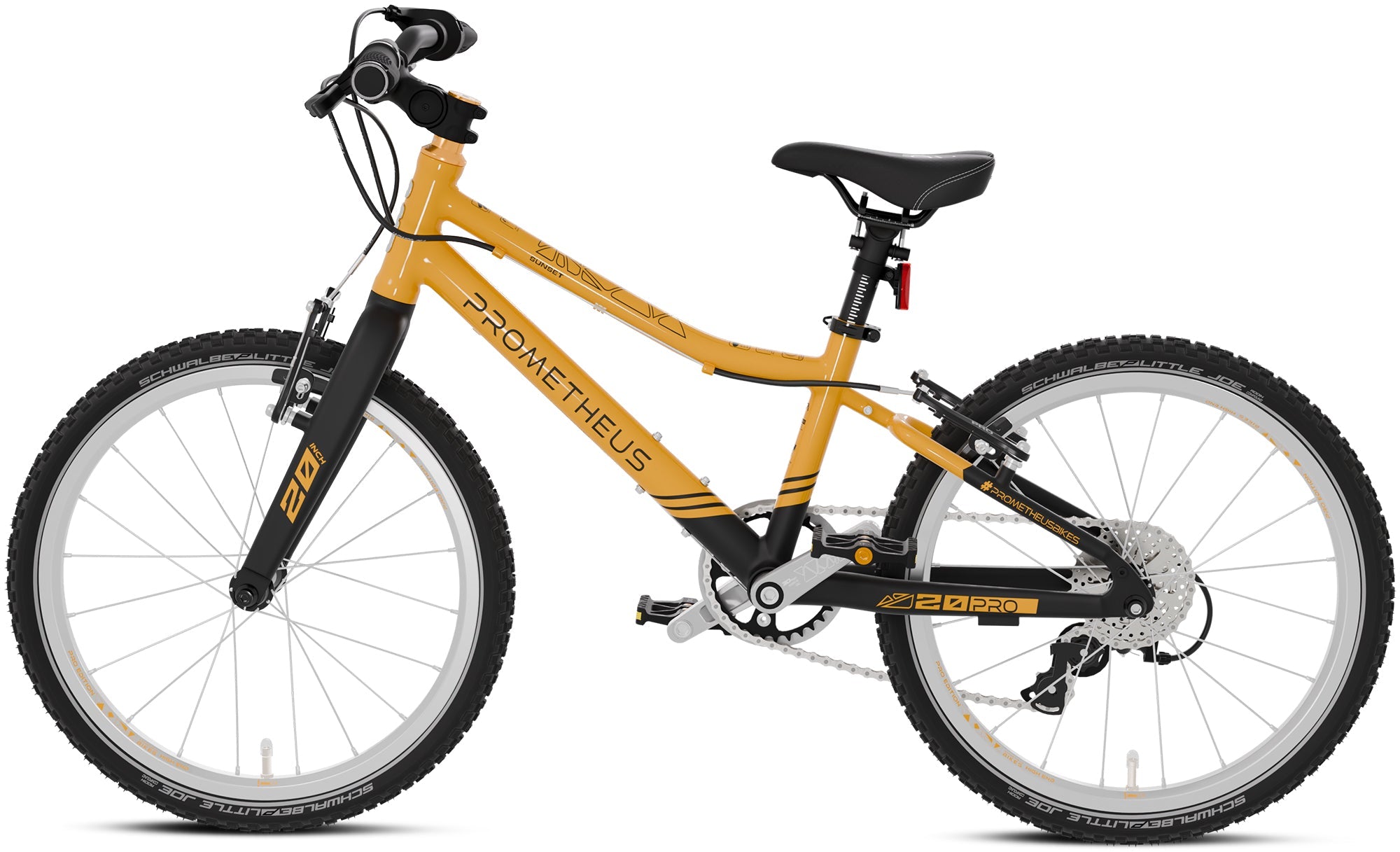 Prometheus PRO 20 Zoll Kinderfahrrad Orange/Schwarz matt (Sunset) – Detail 2