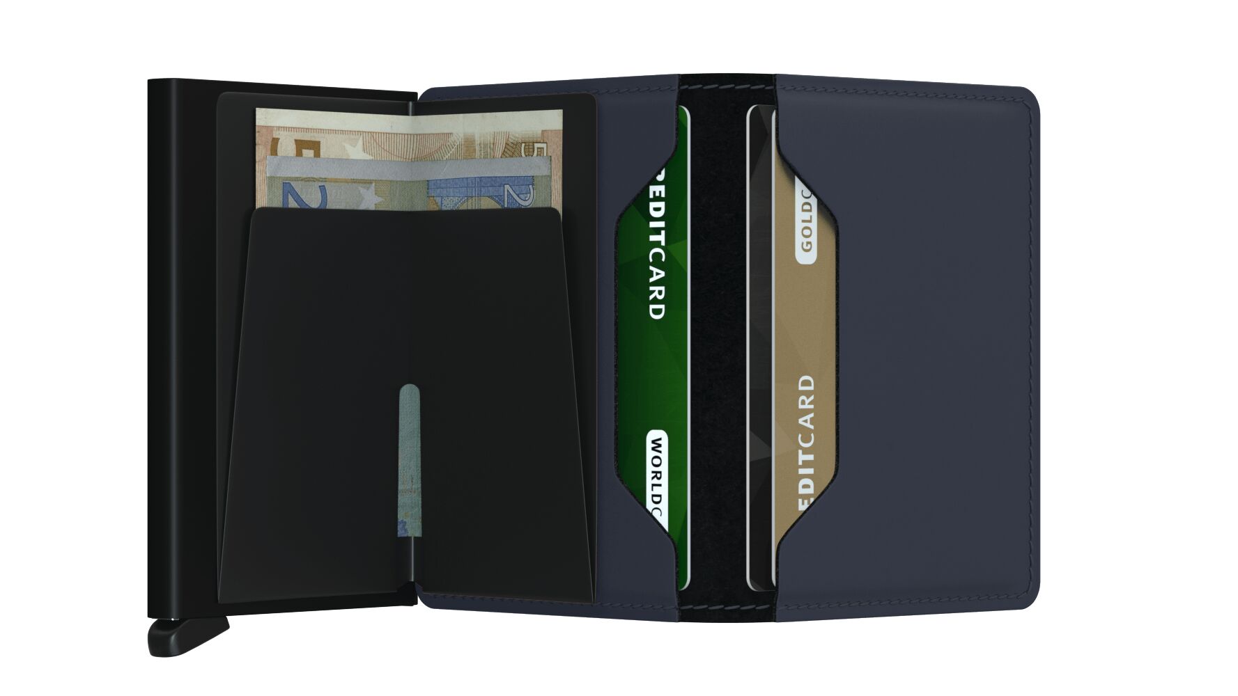 Secrid Slimwallet Matte Nightblue – geöffnet