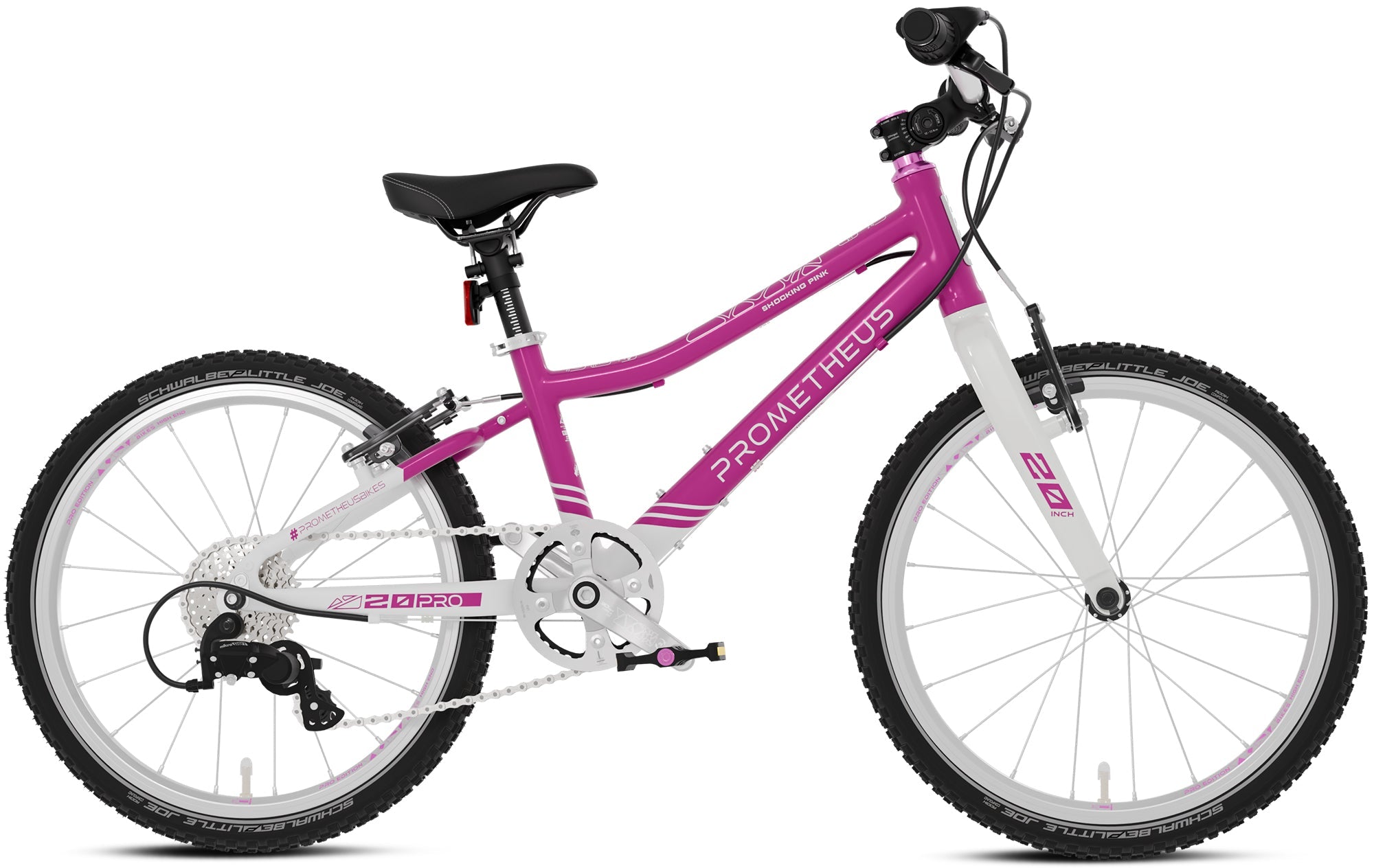 Prometheus PRO 20 Zoll Kinderfahrrad Rosa/Weiß (Shocking Pink) – Detail