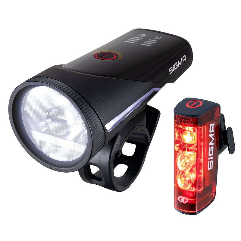 SIGMA LED Akkuleuchten Set Aura 100 + Hiro 50 Link schwarz 100 Lux 17955