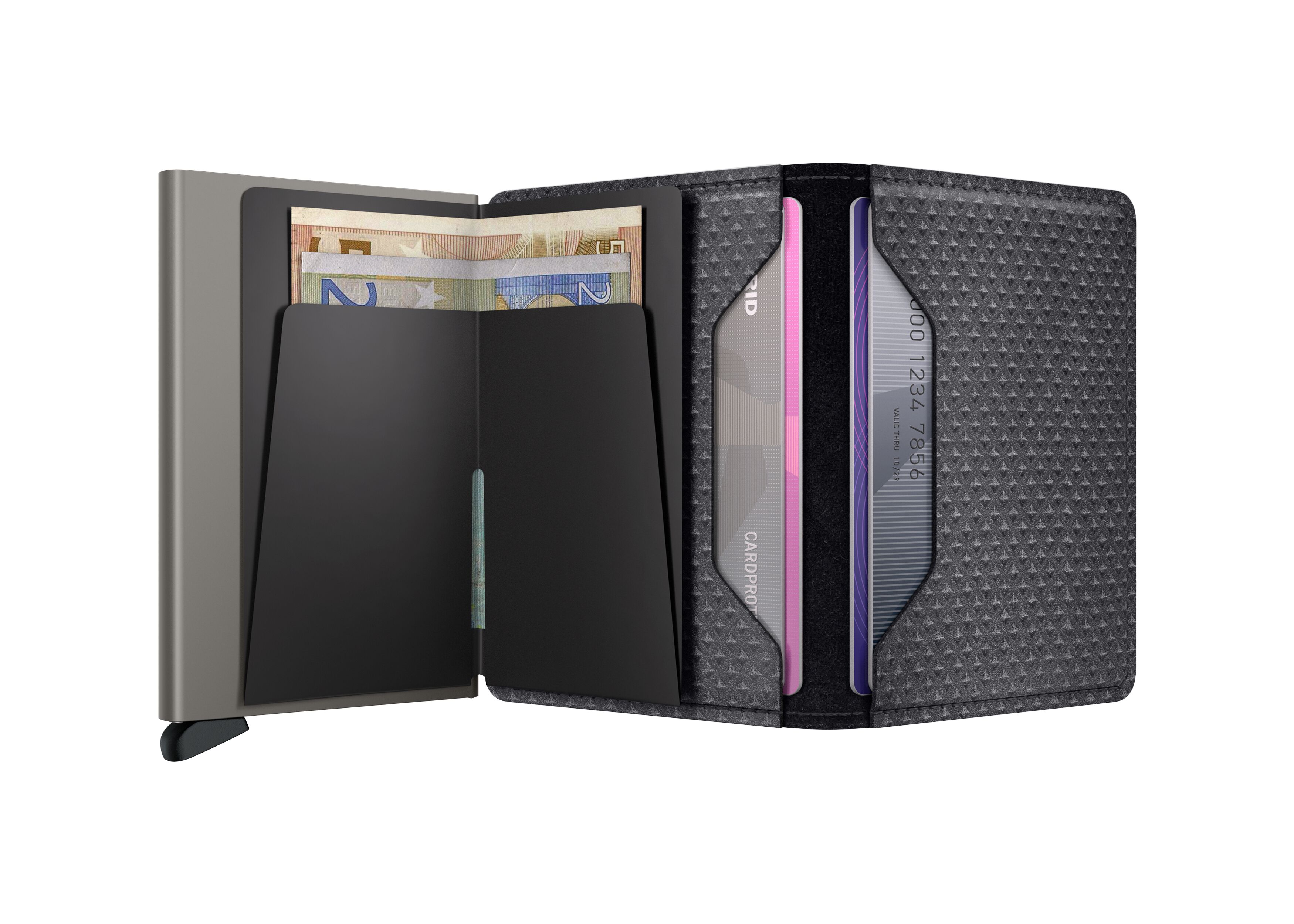 Secrid Slimwallet Pyramid Grey – geöffnet