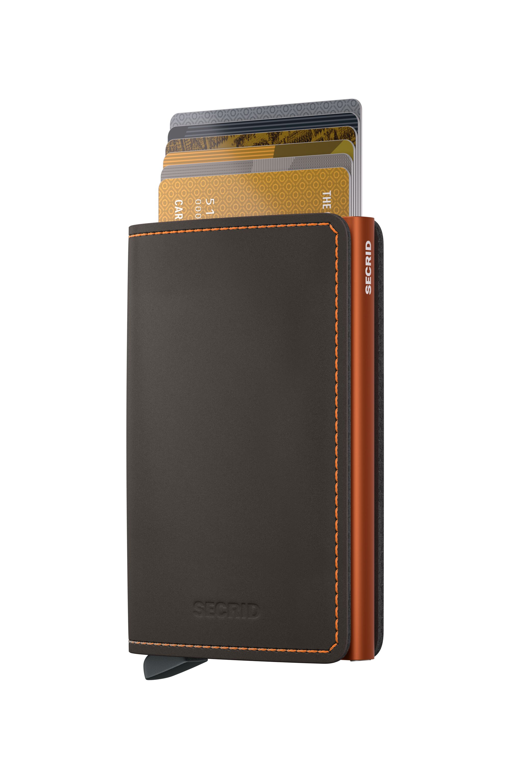 Secrid Slimwallet Matte Truffle & Orange – mit Karten