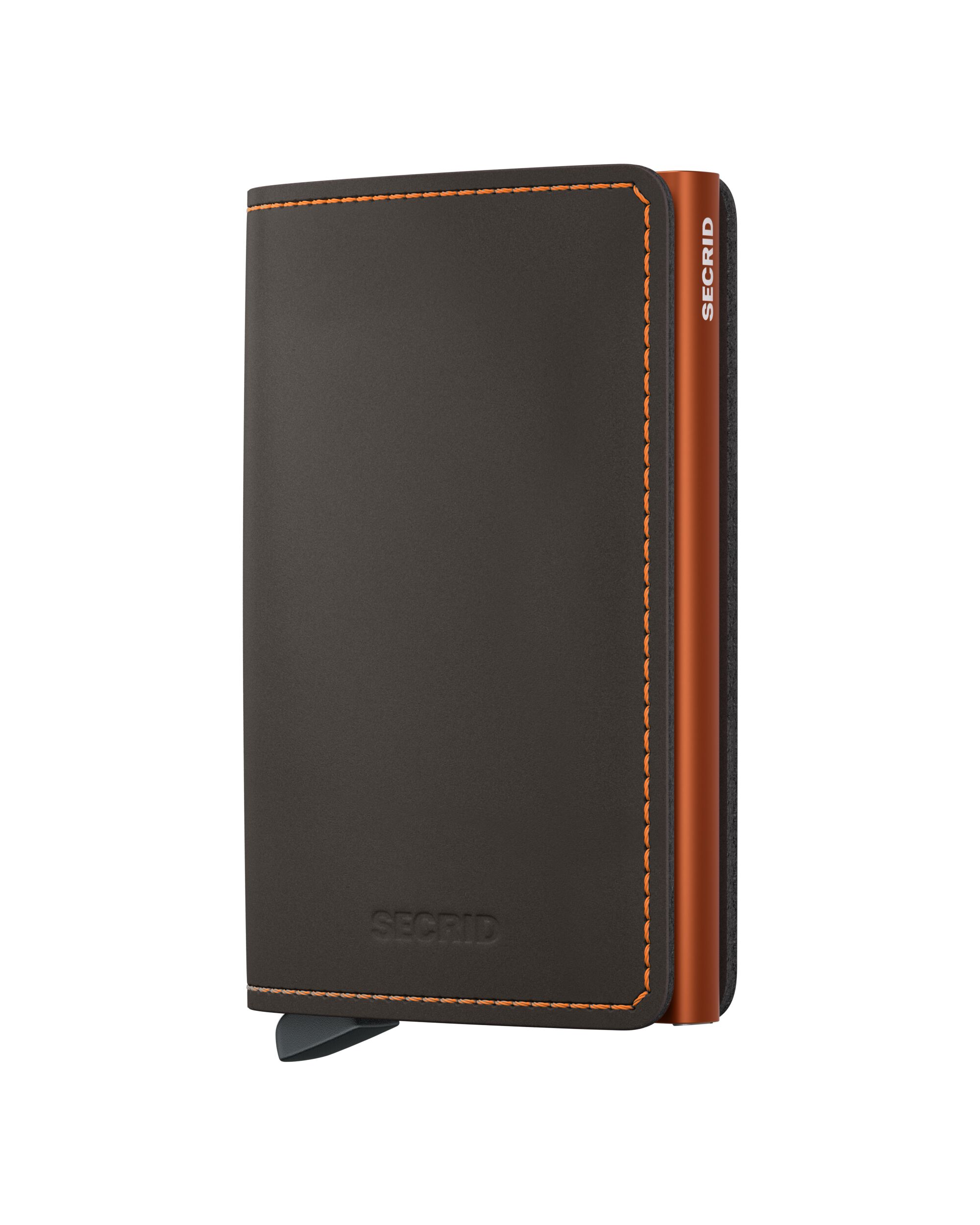 Secrid Slimwallet Matte Truffle & Orange – Vorderansicht