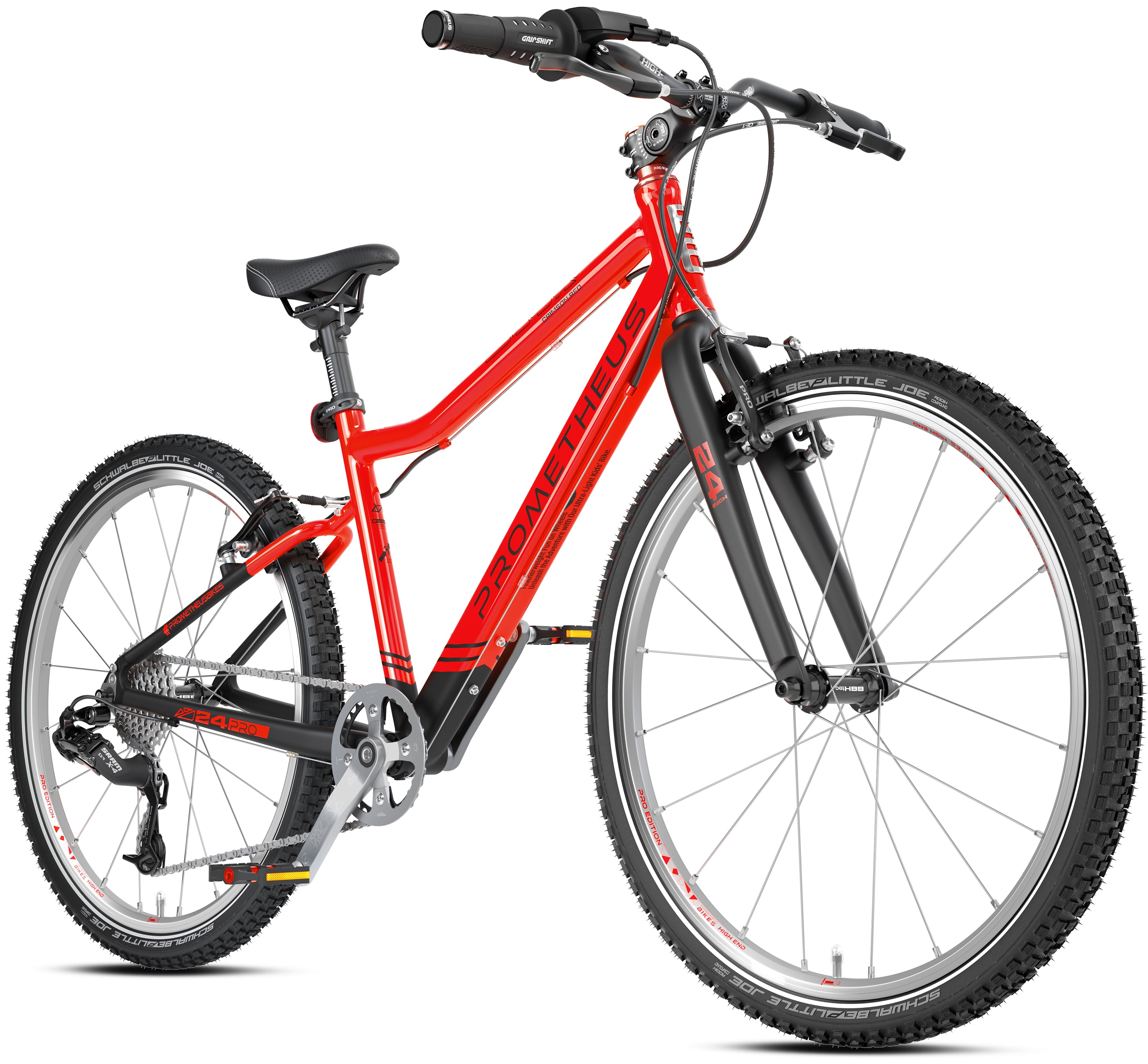Prometheus PRO 24 Zoll Kinderfahrrad Rot/Weiß (Crimson Red) – Seitenansicht