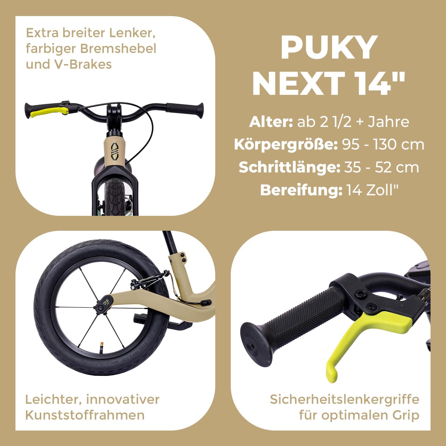 PUKY NEXT 14 Sand/Black Laufrad 2026  4148 PUKY NEXT 14 Sand/Black Laufrad 2026  4148