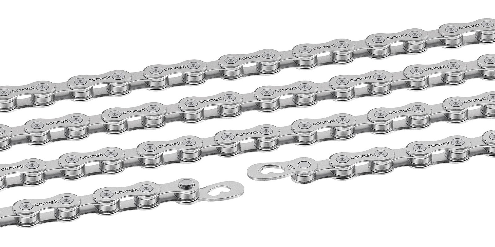 Connex Fahrrad Kette 10s0 10-fach silber 114 Glieder, 1/2" x 11/128"