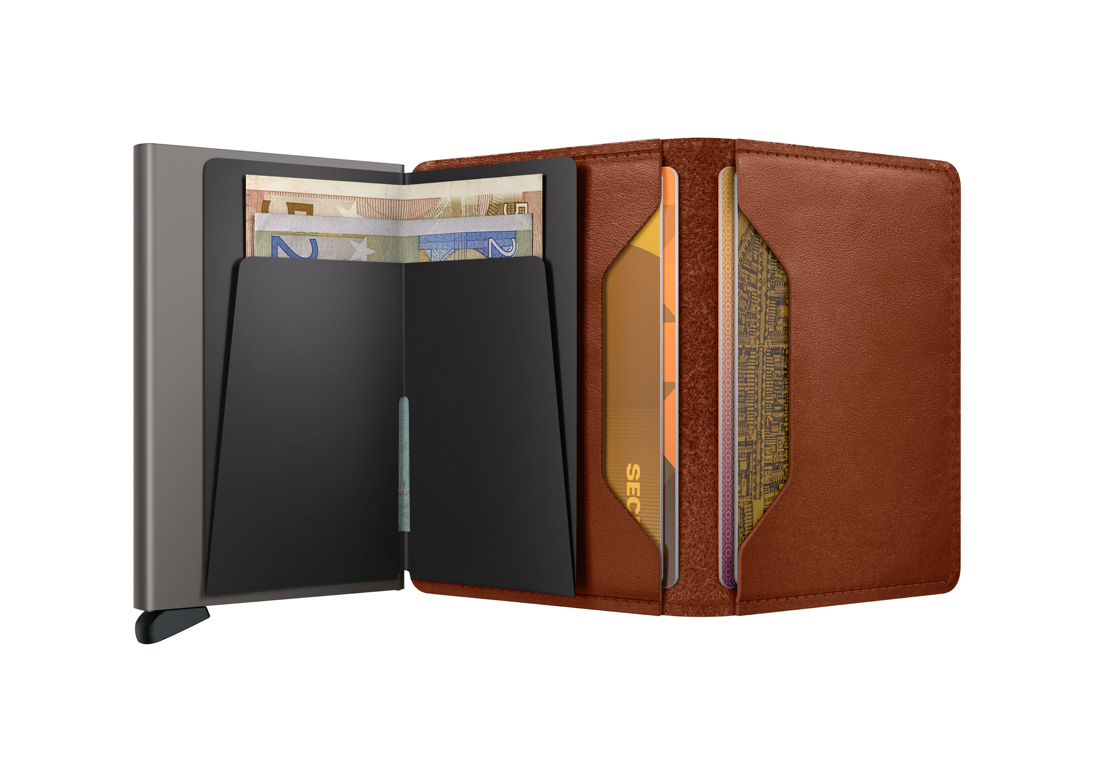 Secrid Slimwallet Texano Saddle – geöffnet