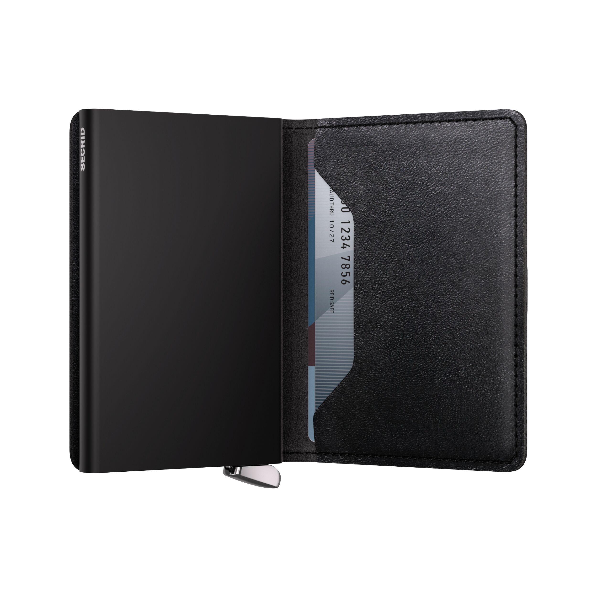 Secrid Slimwallet Emboss Lines Black+ – Schrägansicht