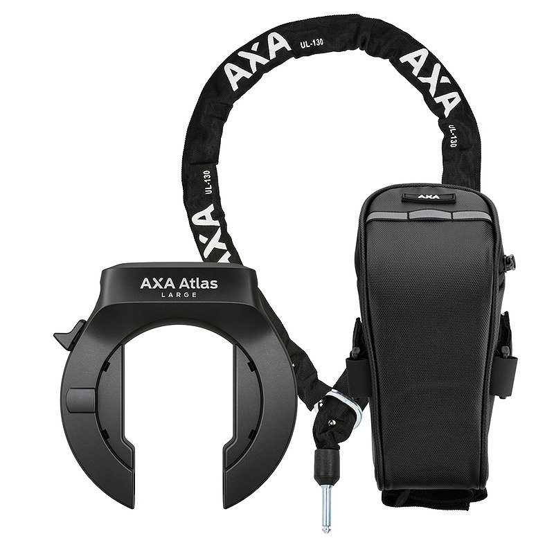 AXA Rahmenschloss Set Atlas L AZ inkl. Kette ULC (130 cm) und Tasche 58 mm schwarz