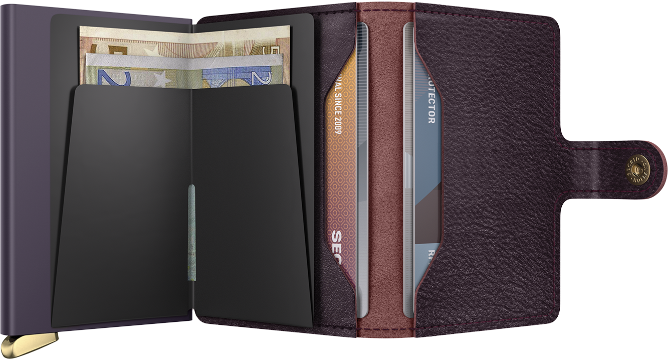 Secrid Miniwallet Basco Bordeaux+ – geöffnet