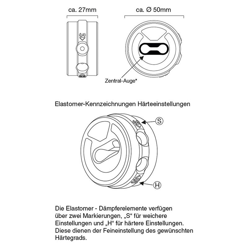 by.schulz Elastomer für SEP.2 Serie medium dunkelgrau 65-90 kg/80-105 kg