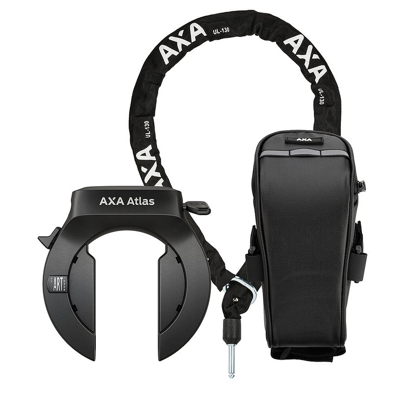 AXA Rahmenschloss Set Atlas NAZ inkl. Kette ULC (130 cm) und Tasche 58 mm schwarz