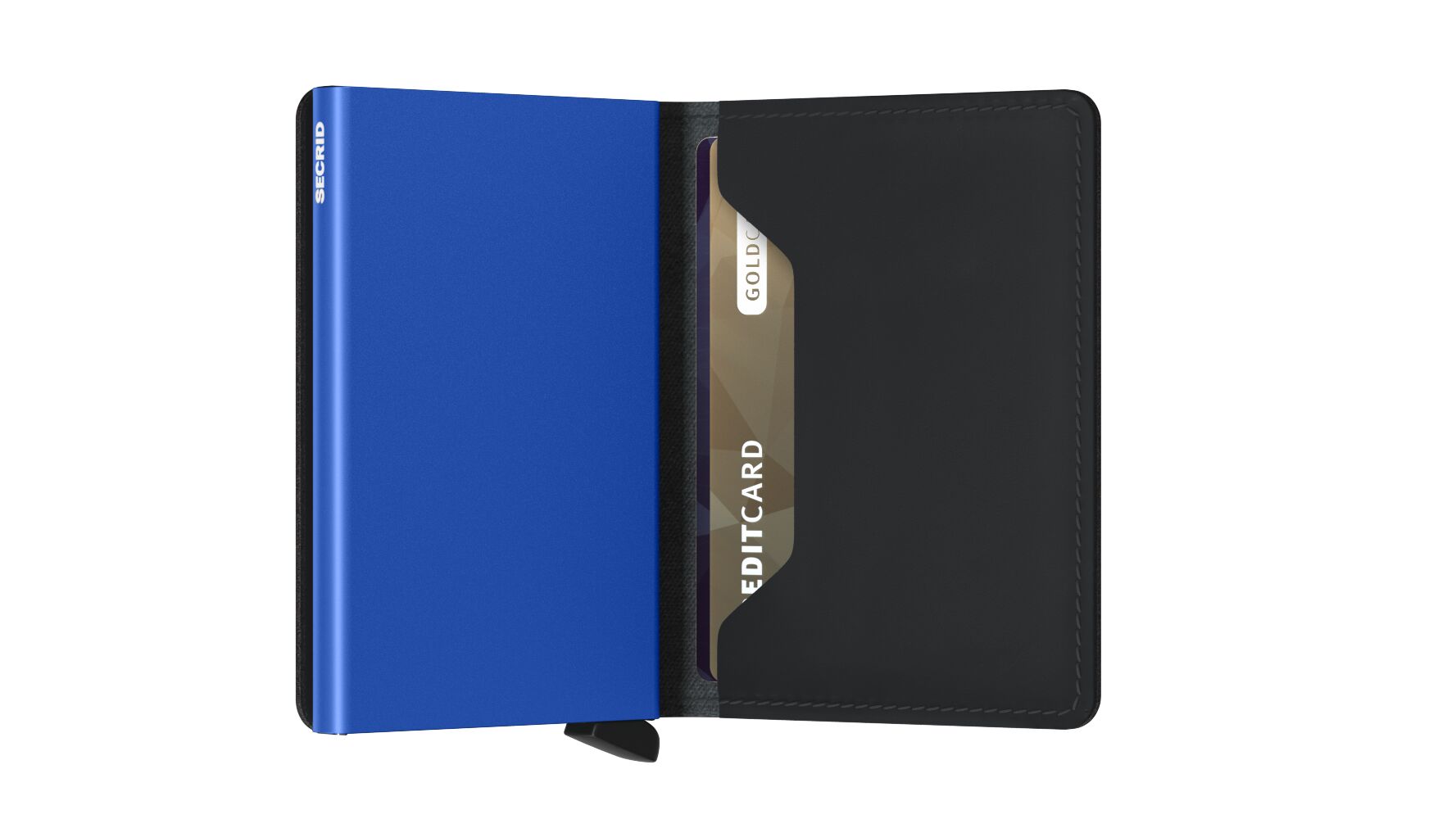 Secrid Slimwallet Matte Black & Blue – Schrägansicht