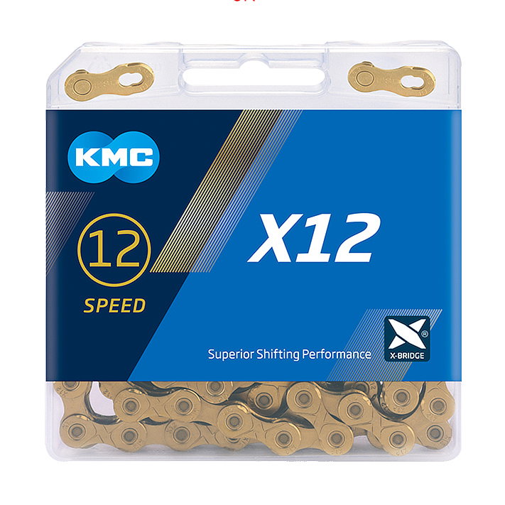 KMC Fahrrad Kette X12 Ti-N 12-fach gold 126 Glieder, 1/2" x 11/128"