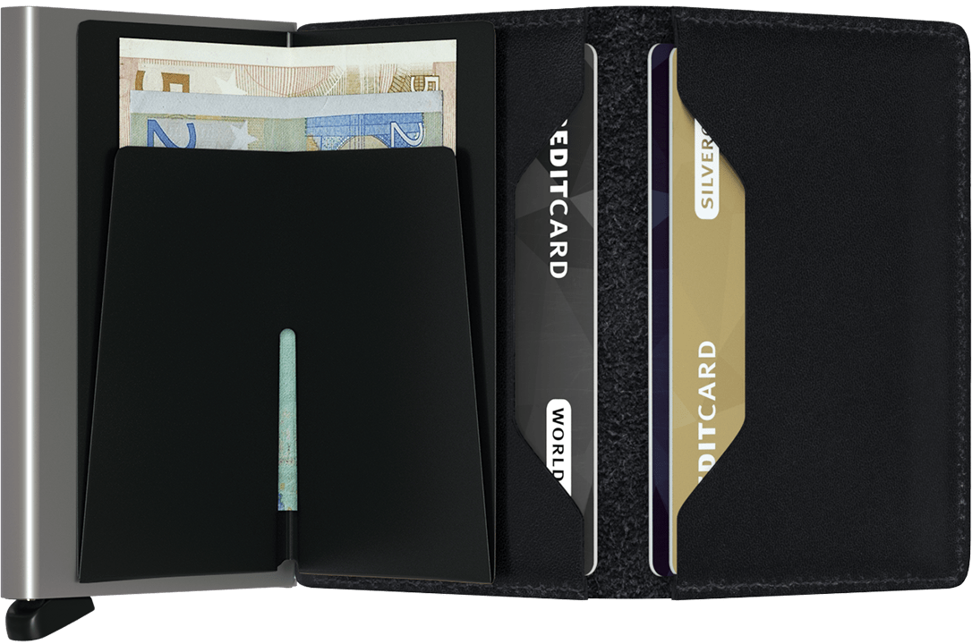 Secrid Slimwallet Original Black – geöffnet, Detail