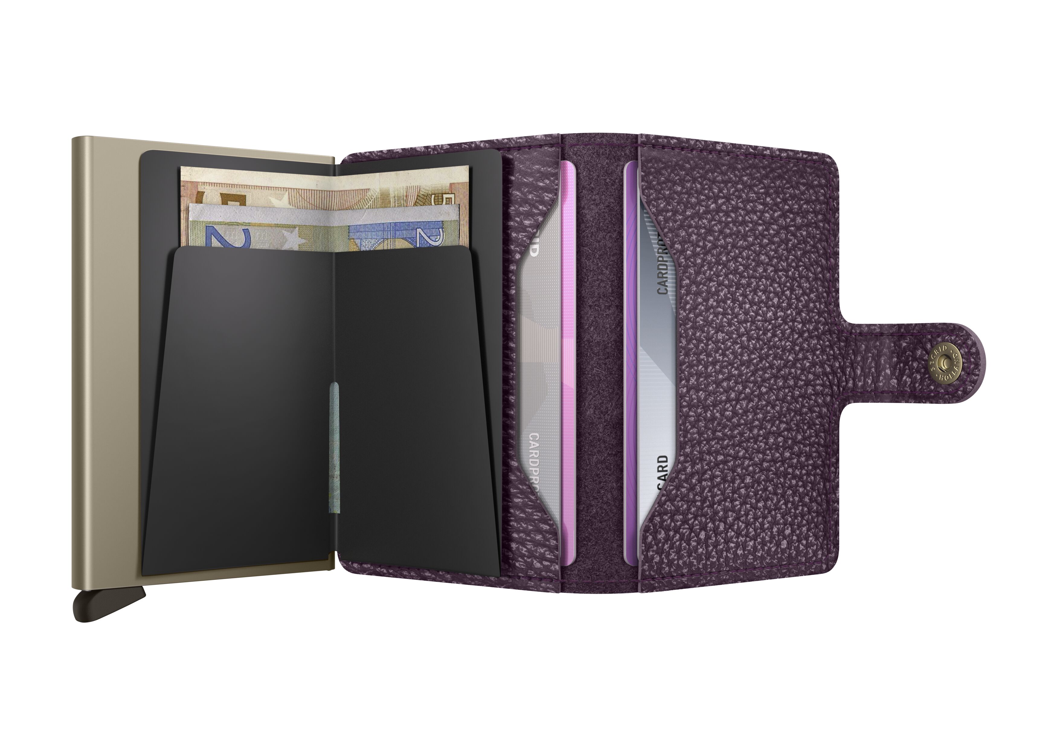 Secrid Miniwallet Pebble Grape – geöffnet