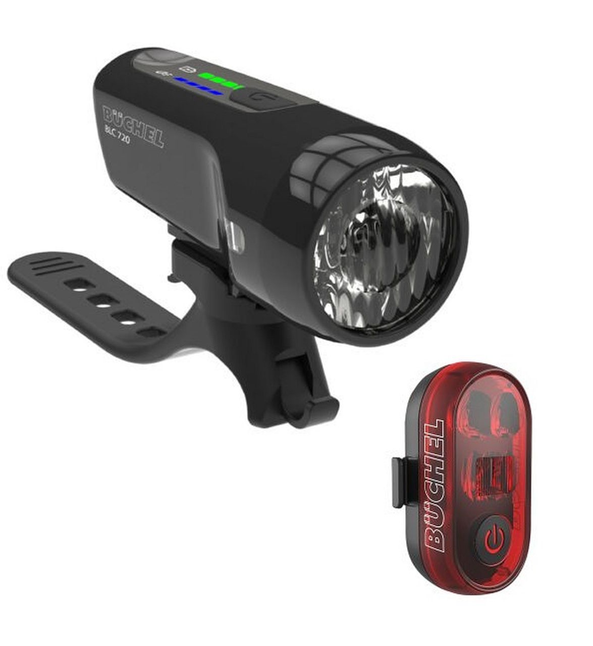 Büchel LED Akkuleuchten Set BLC 720 schwarz 70 Lux ohne Bremslichtfunktion