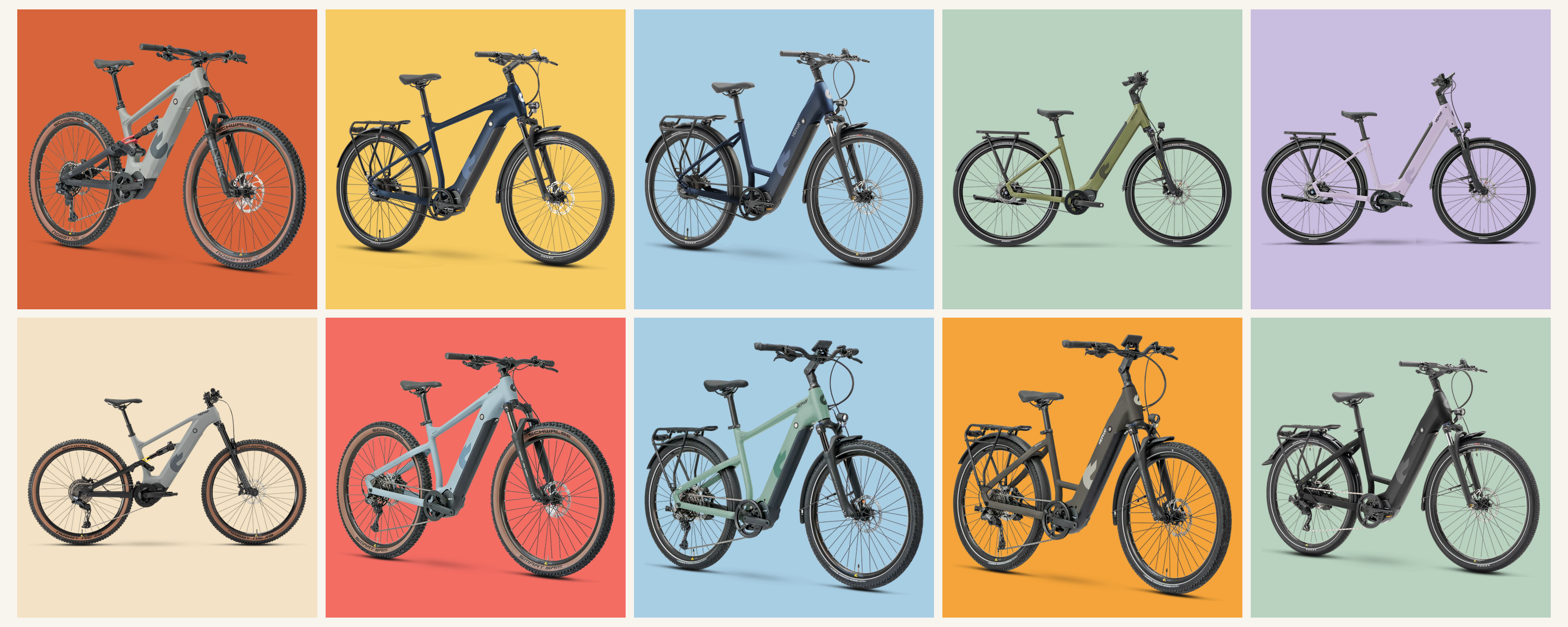 HEPHA E-Bikes aus den Bereichen City, Trekking, Mountain und All Mountain