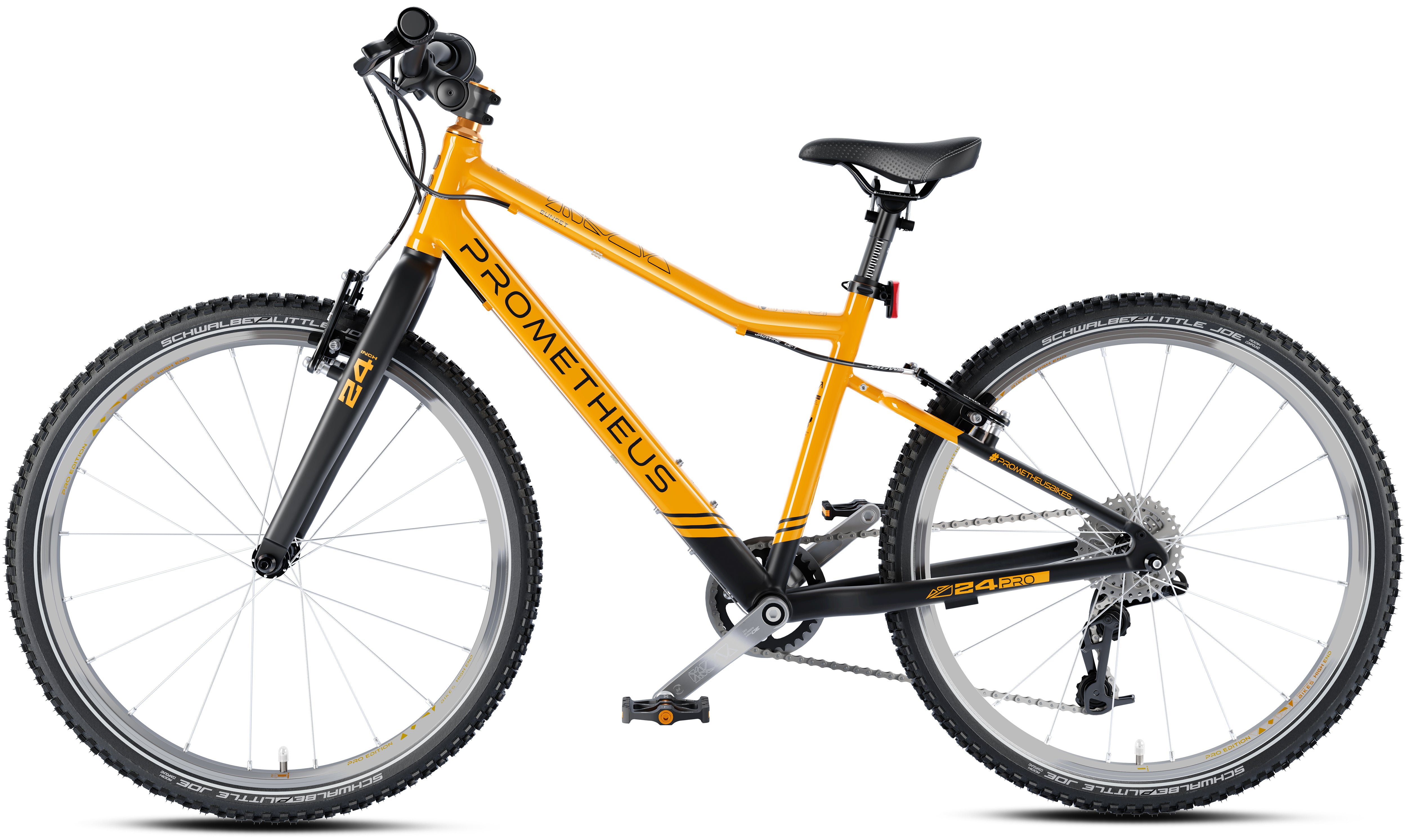 Prometheus PRO 24 Zoll Kinderfahrrad Orange/Schwarz matt (Sunset) – Detail 2