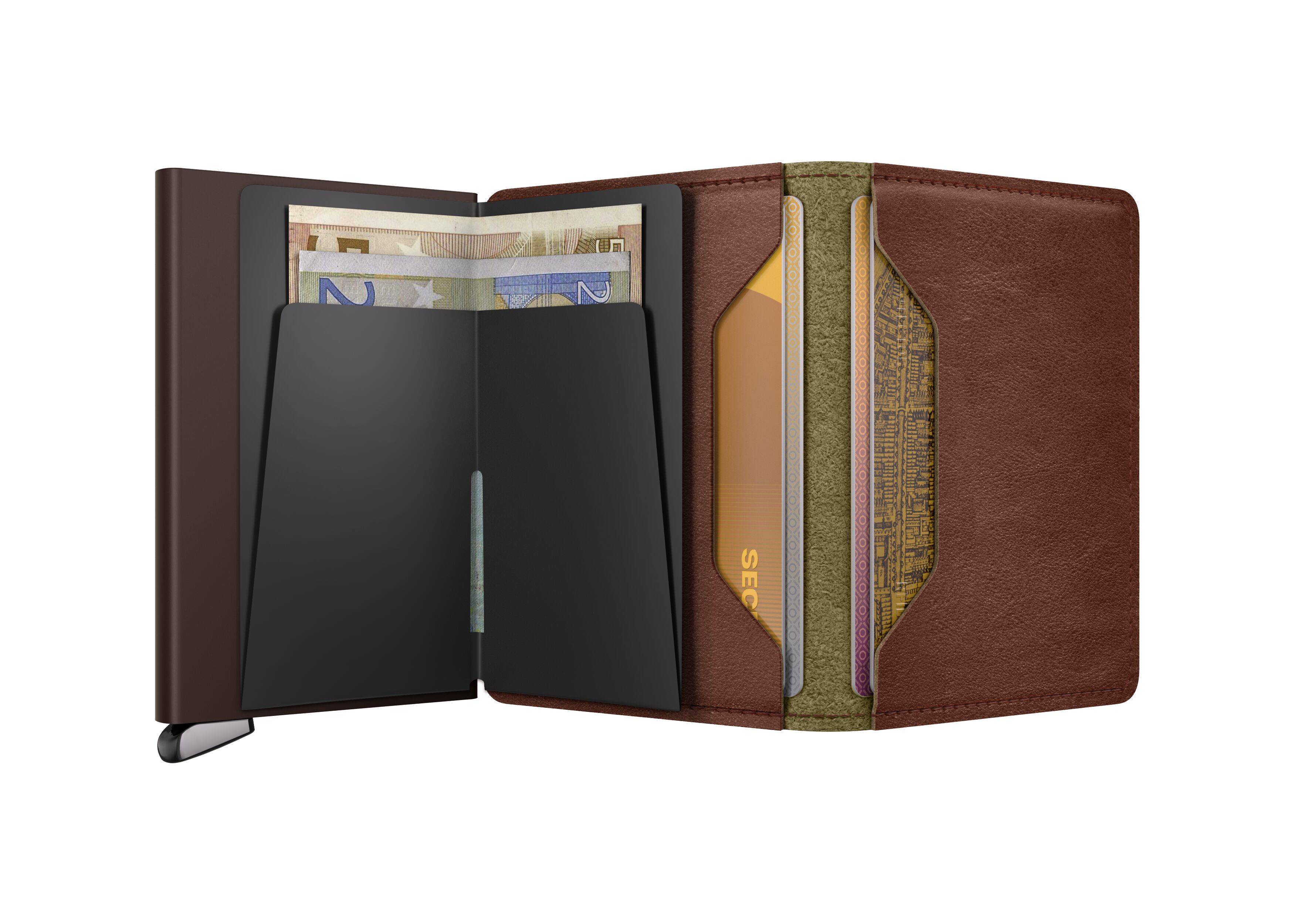 Secrid Slimwallet Basco Whiskey+ – geöffnet