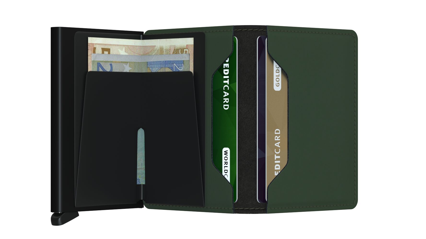Secrid Slimwallet Matte Green-Black – geöffnet