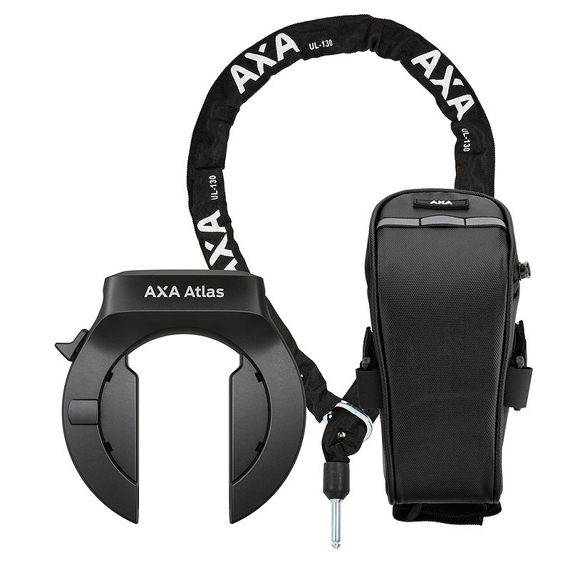 AXA Rahmenschloss Set Atlas AZ inkl. Kette ULC (130 cm) und Tasche 58 mm schwarz