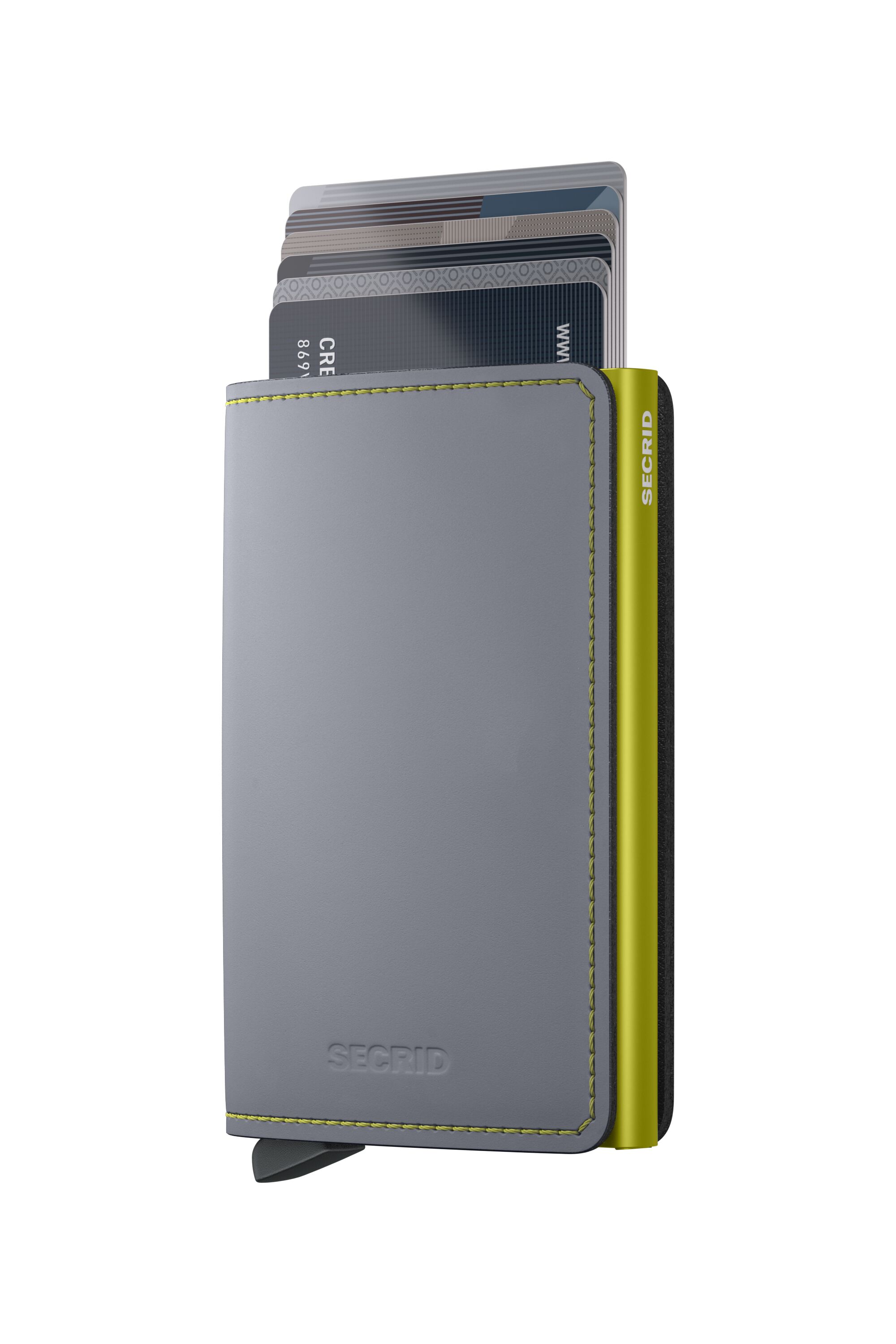 Secrid Slimwallet Matte Grey & Lime – mit Karten