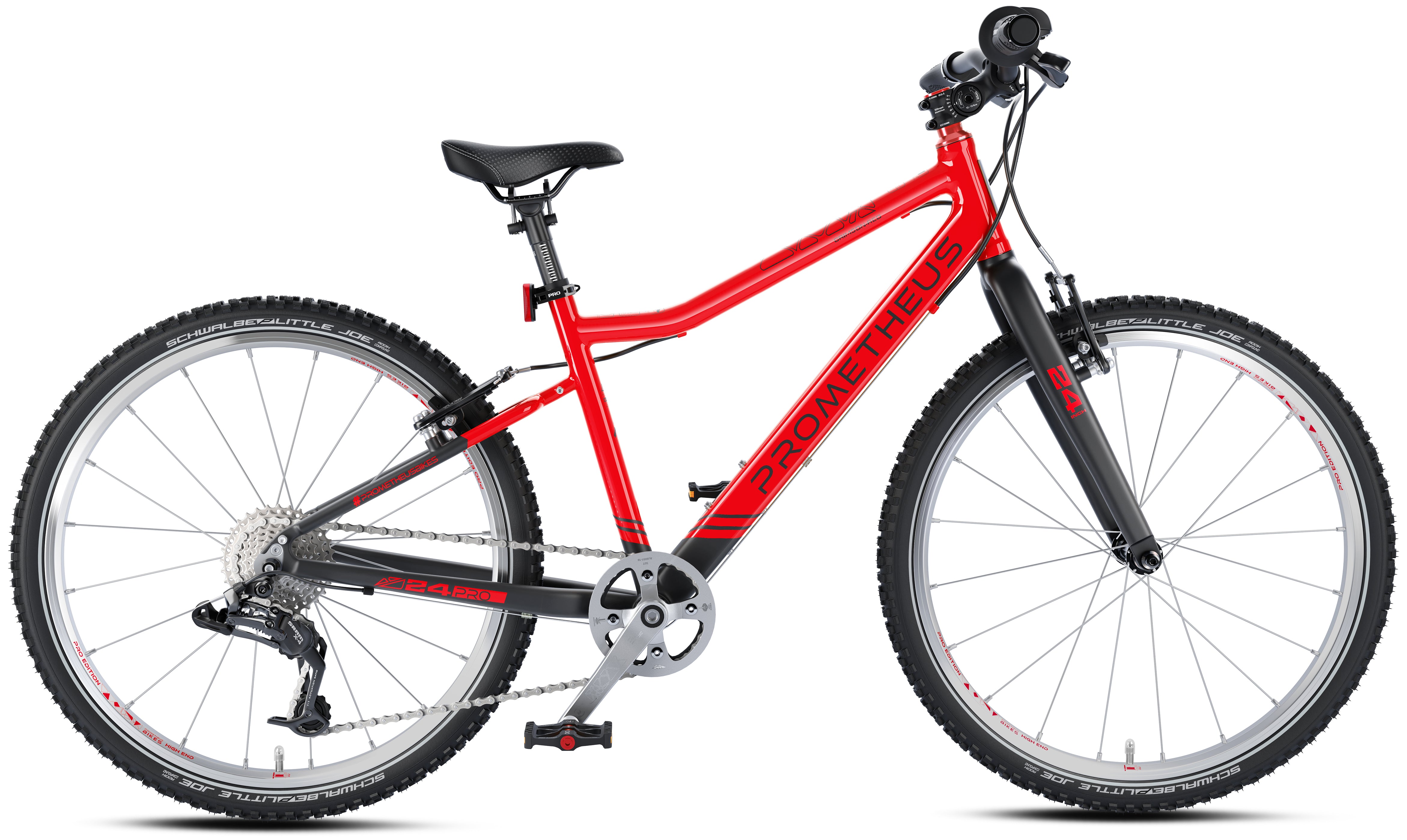 Prometheus PRO 24 Zoll Kinderfahrrad Rot/Weiß (Crimson Red) – Detail