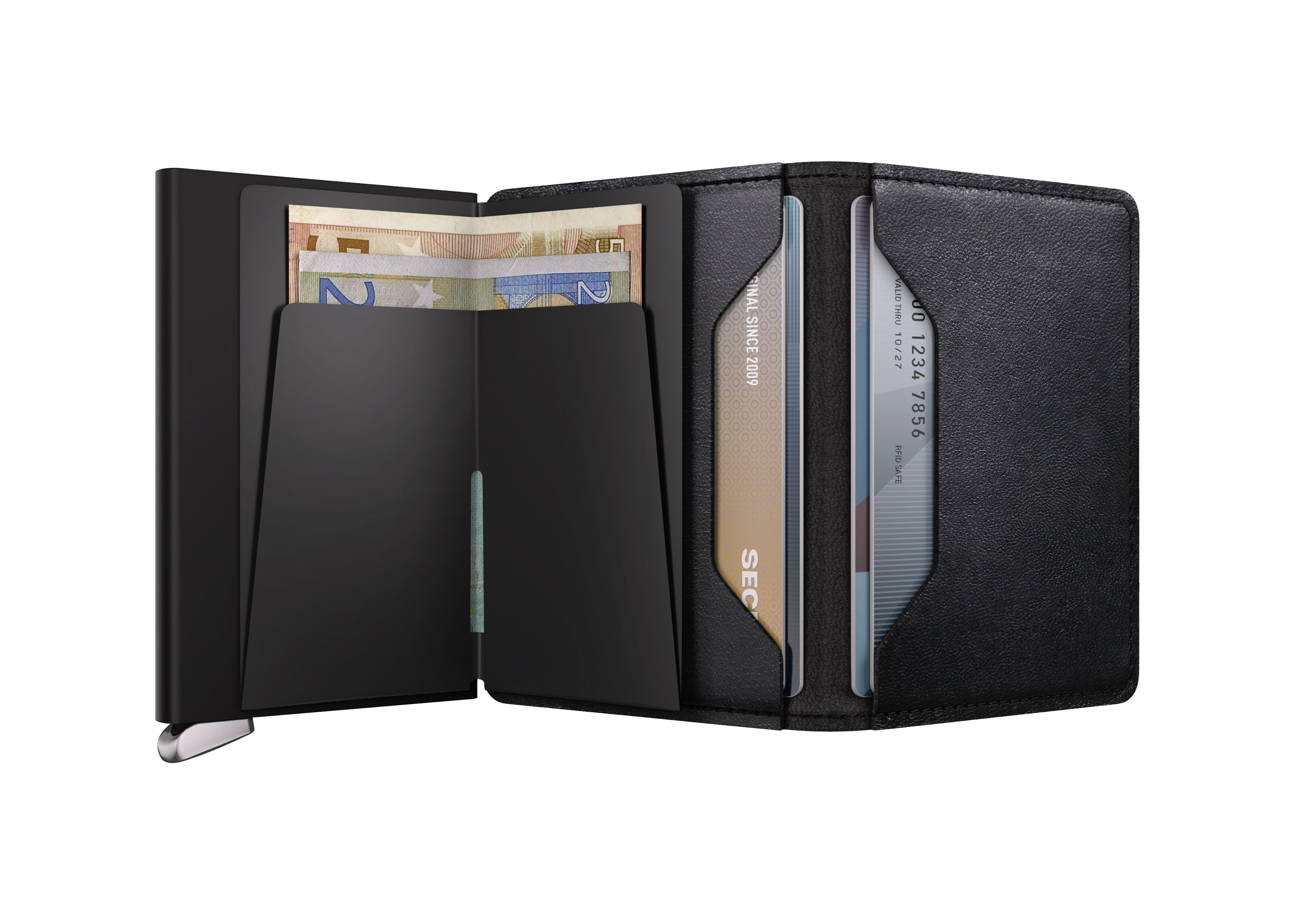 Secrid Slimwallet Emboss Lines Black+ – geöffnet