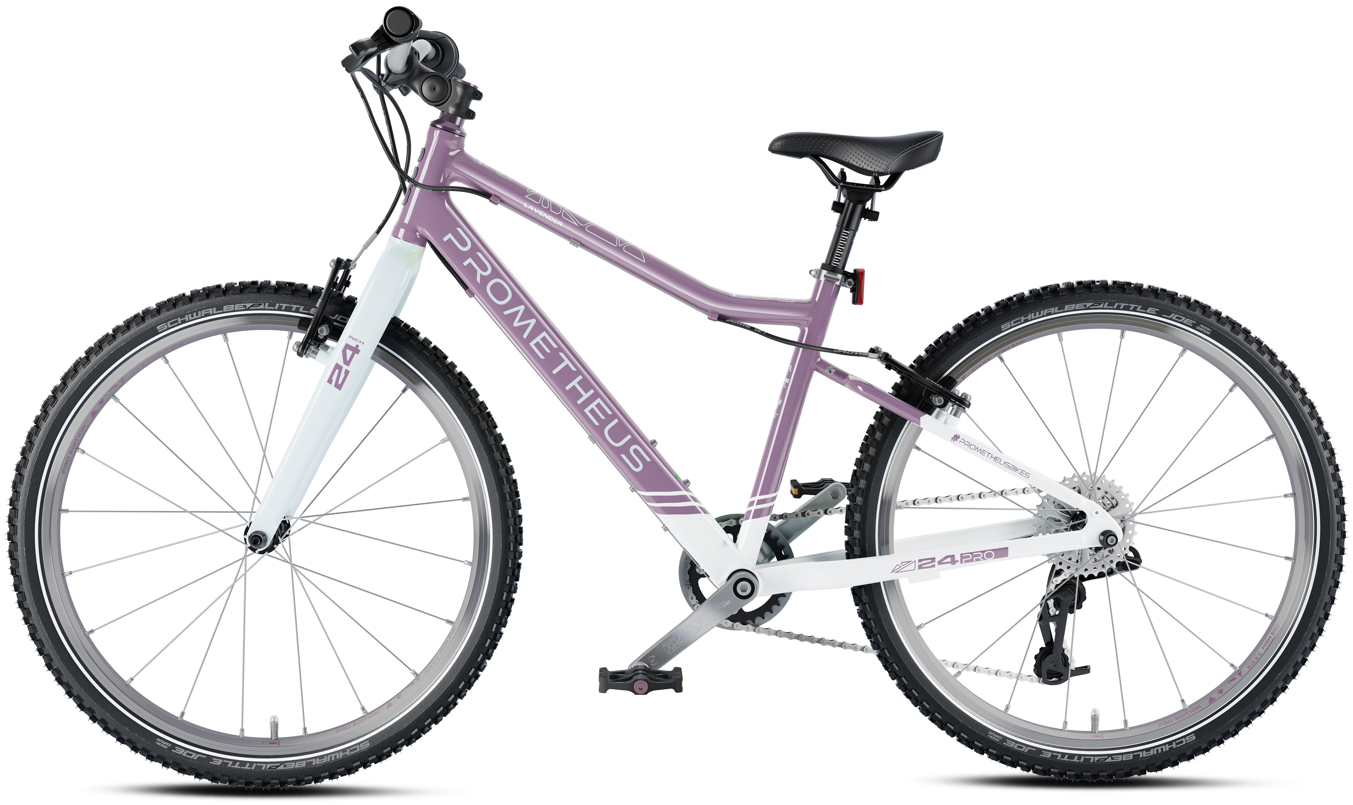 Prometheus PRO 24 Zoll Kinderfahrrad Violett/Weiß (Lavender) – Detail 2