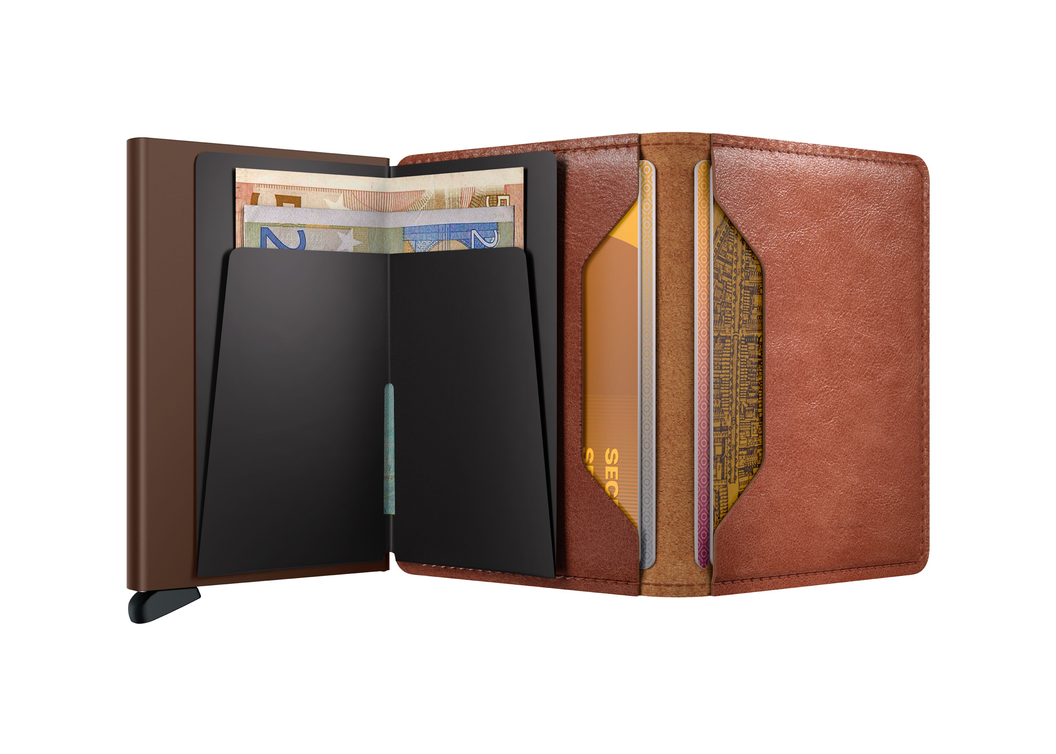 Secrid Slimwallet Vintage Cognac-Brown – geöffnet