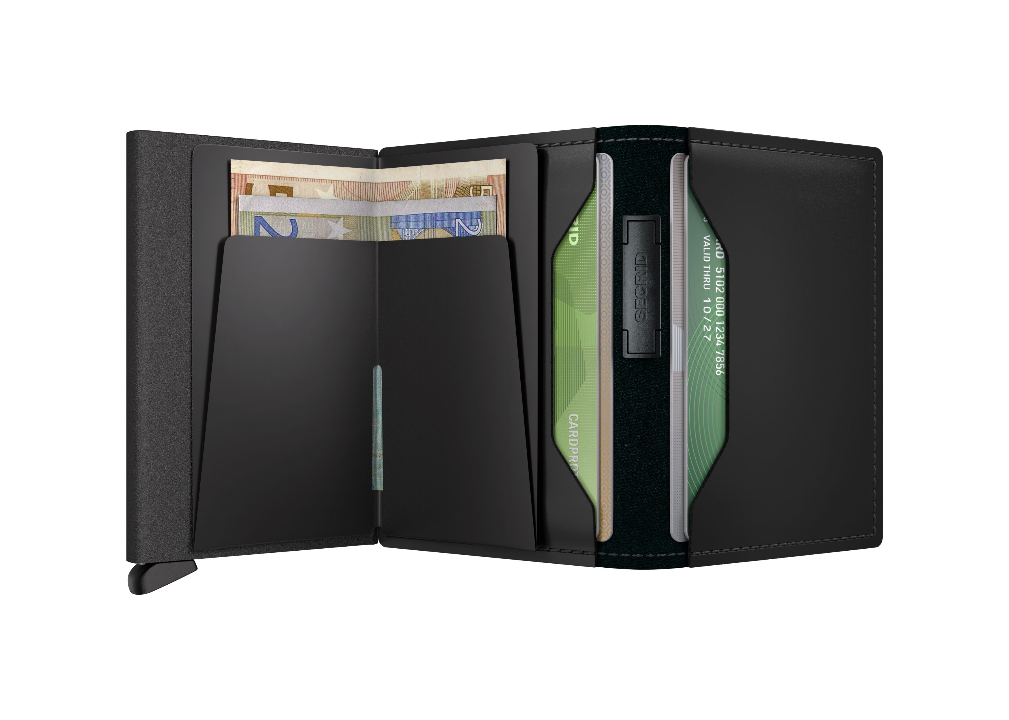 Secrid Bandwallet Matte Black & Green – geöffnet