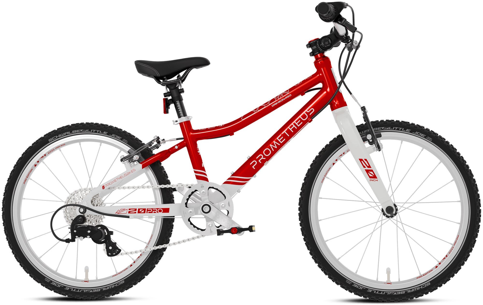 Prometheus PRO 20 Zoll Kinderfahrrad Rot/Weiß (Crimson Red) – Detail