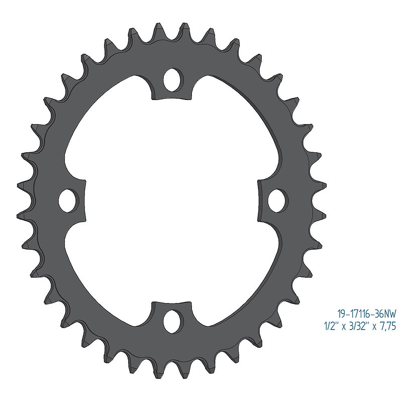Esjot Kettenblatt für Bosch Gen 1, Gen 3 + Gen 4 Narrow Wide 1/2"x 3/32"+1/2"x11/128" 44 Zähne