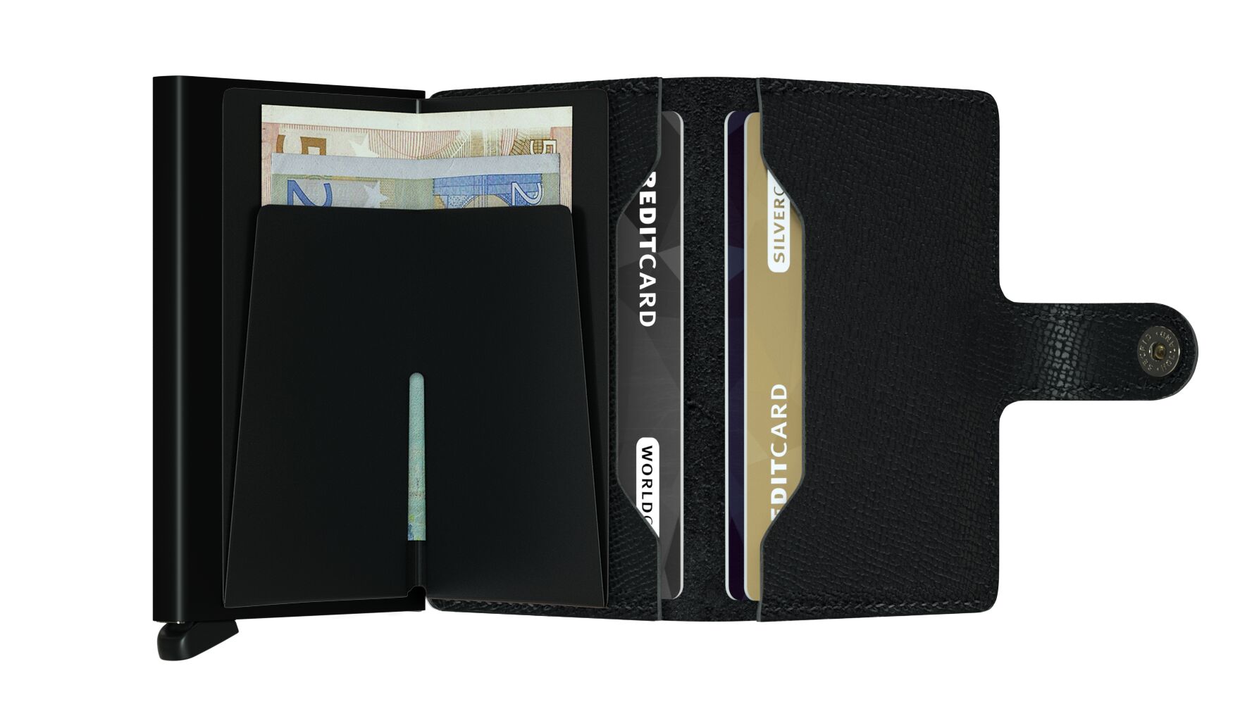 Secrid Miniwallet Crisple Black – geöffnet